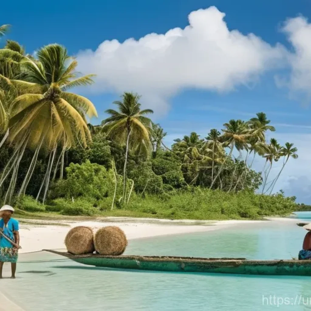 투발루의 노동 환경과 직업 종류 - Tuvaluan Daily Life: Fishing and Taro Cultivation**
"A vibrant, picturesque scene depicting daily l...