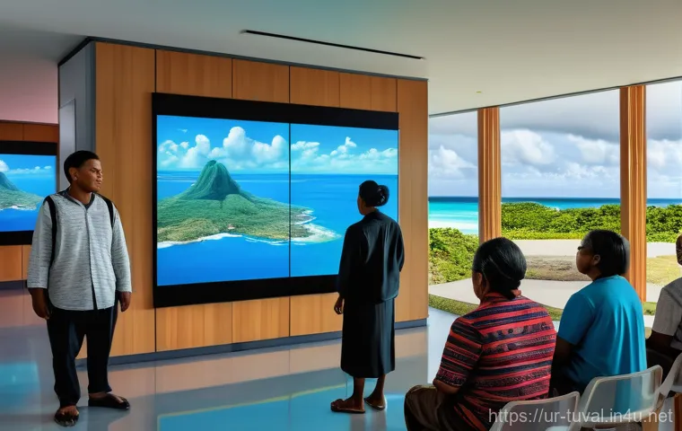 투발루 해수면 상승 문제 - **Prompt 2: "An evocative image showcasing elderly Tuvaluan community members, dressed in respectful... 투발루 해수면 상승 문제 - **Prompt 2: "An evocative image showcasing elderly Tuvaluan community members, dressed in respectful...