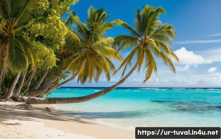 투발루 독립 과정 - **Prompt: Glimmer of Independence on Tuvalu Shores**
A vibrant and joyful scene capturing the ce...
